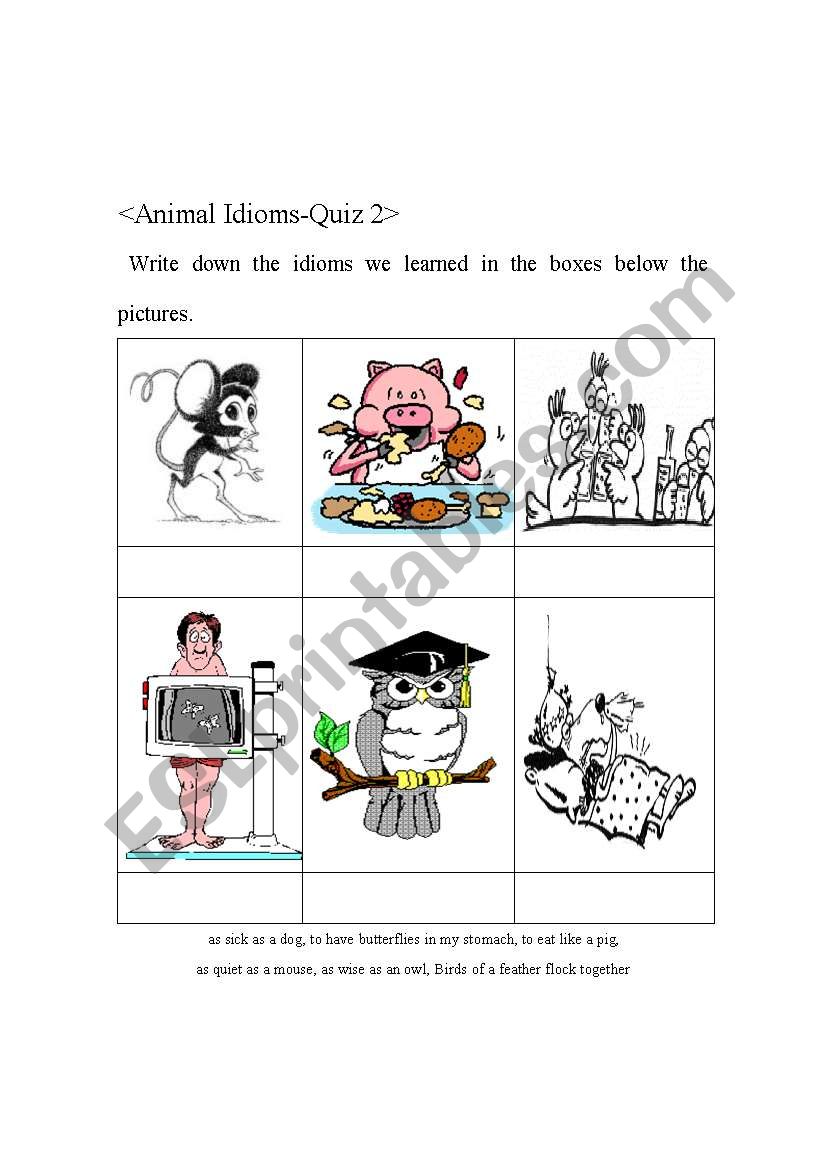 Animal Idioms Quiz 2 worksheet