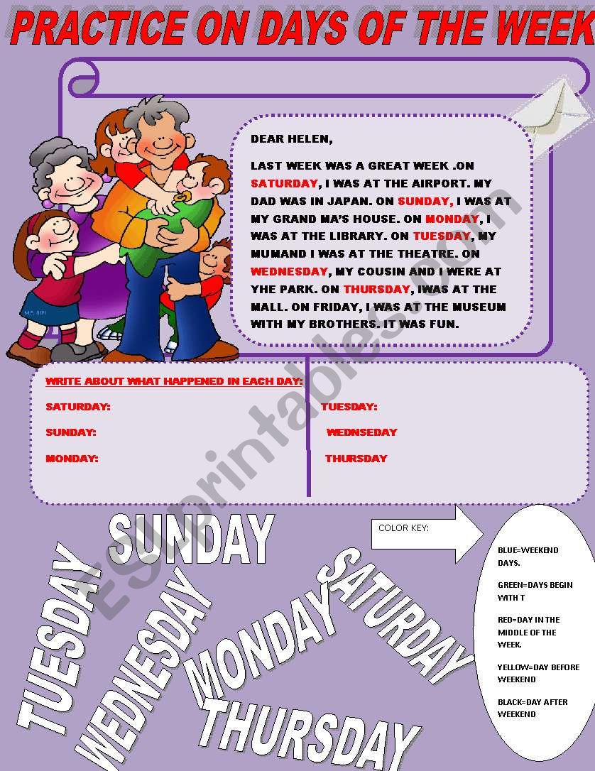 days of the week practice worksheet