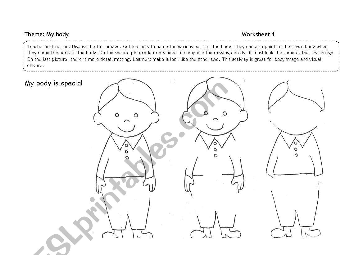 My body is special worksheet