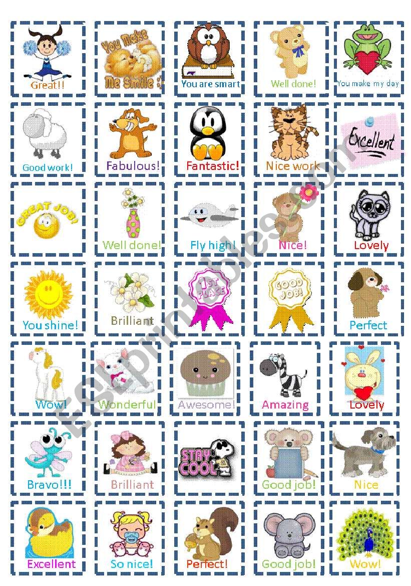 35 Motivational stickers worksheet