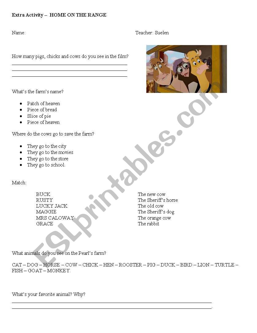 Home on the Range worksheet