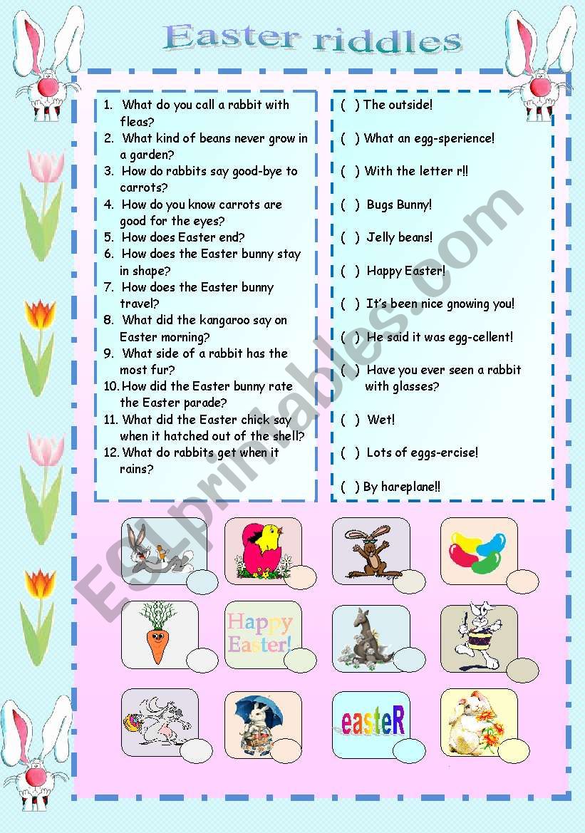Easter Riddles (key included) worksheet