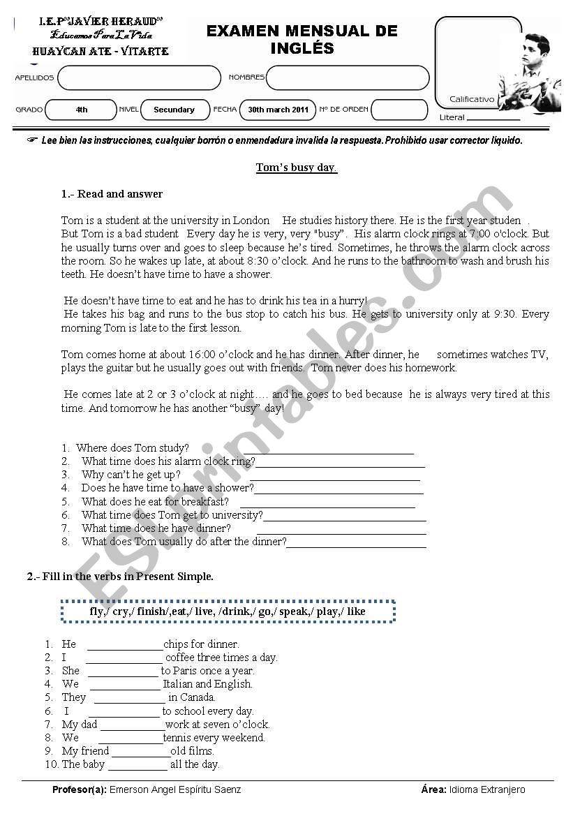 IYR TEST worksheet