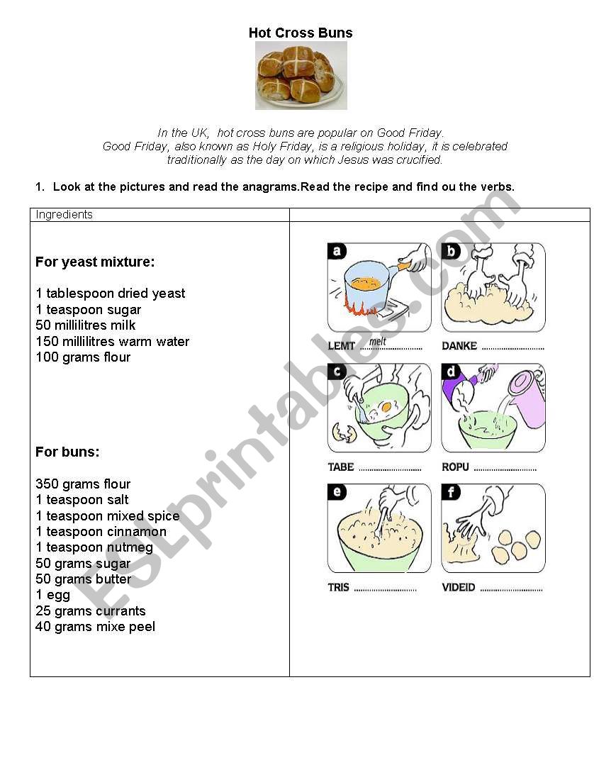 Easter:hot cross buns. worksheet