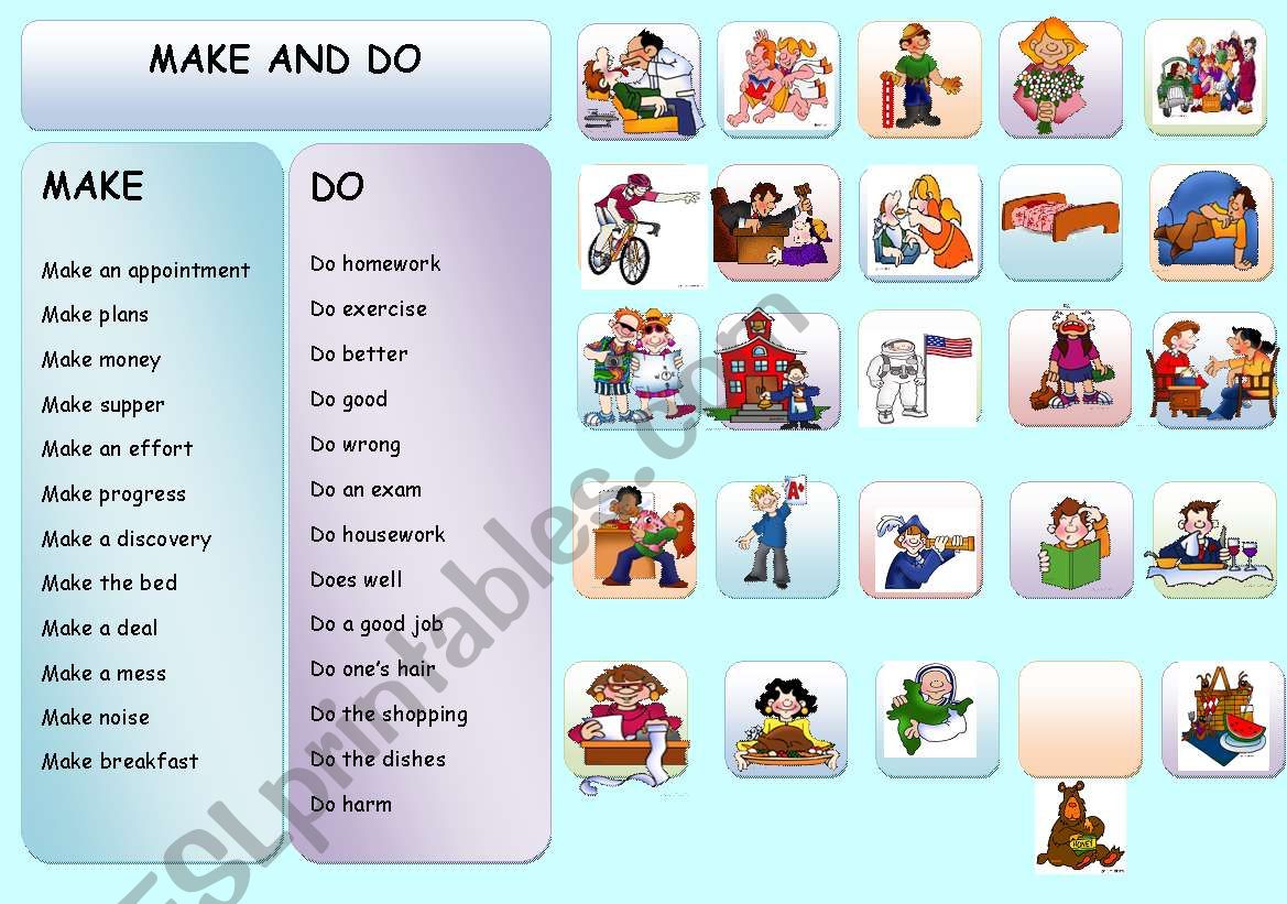 MAKE AND DO worksheet