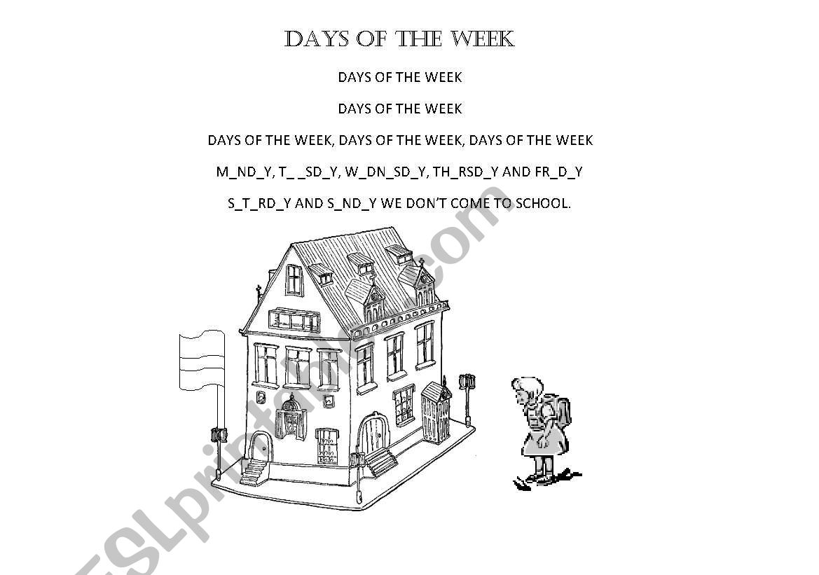 Days of the week worksheet