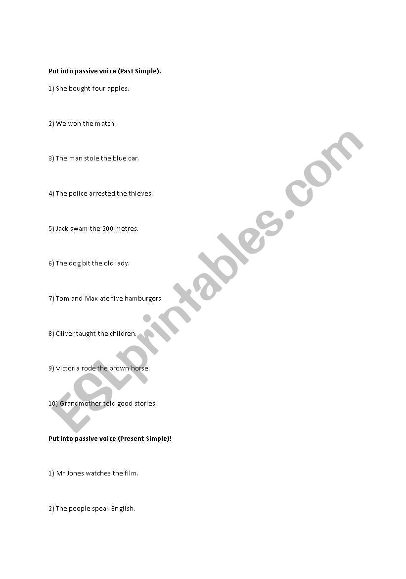 Active to passive - Present Simple and Past Simple