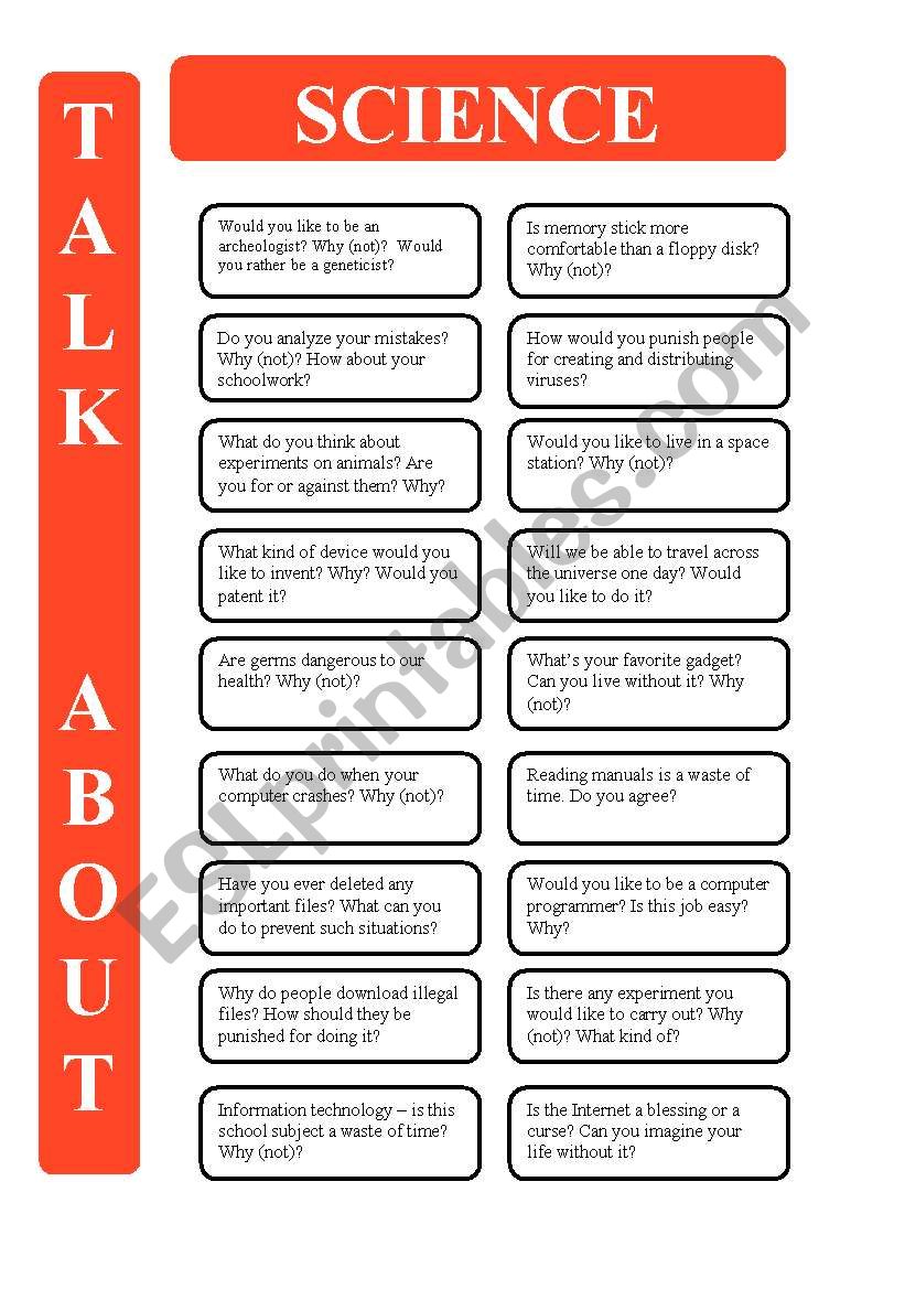 Science - 18 conversation cards (editable)