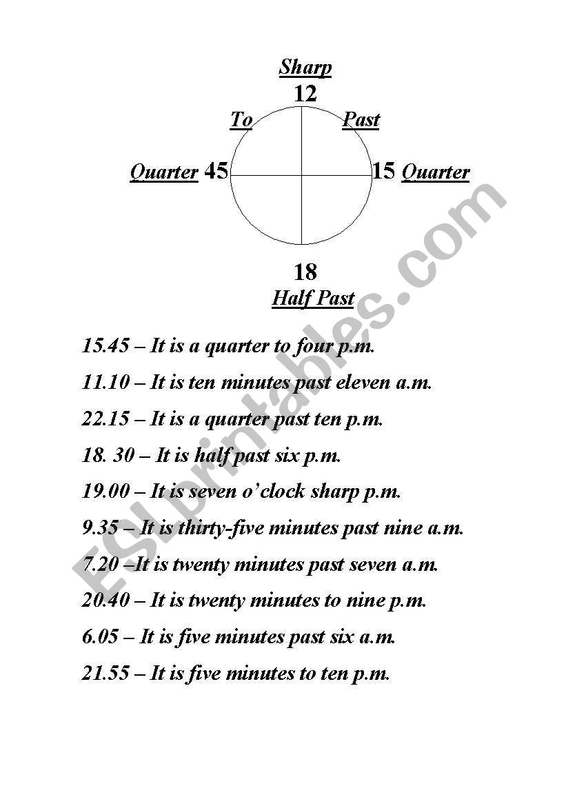 telling the time worksheet