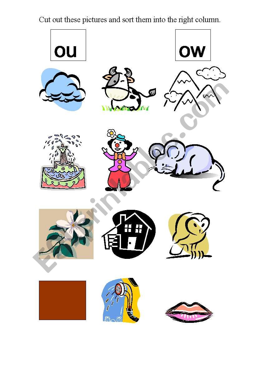 Sorting ou and ow worksheet