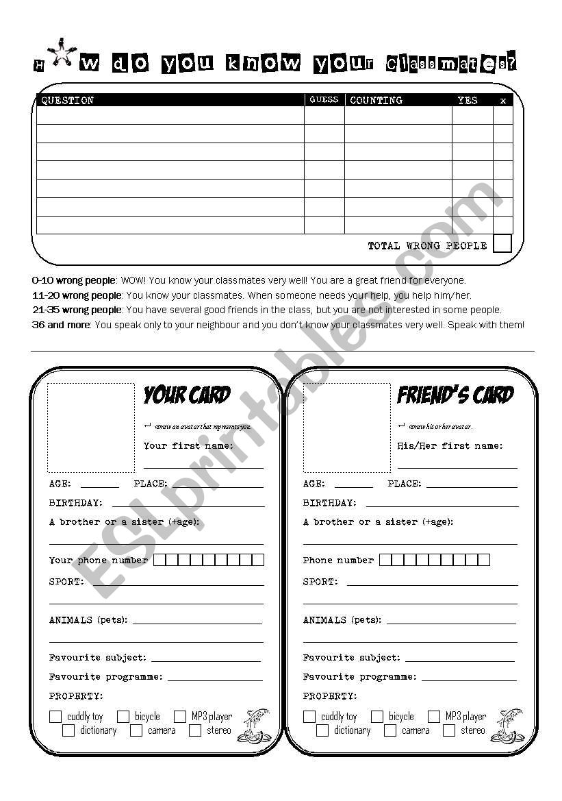 Giving Personal Information worksheet