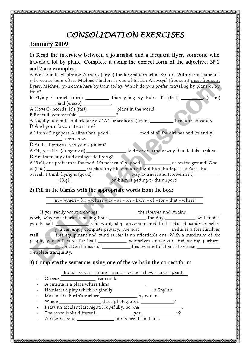 consolidation tasks worksheet