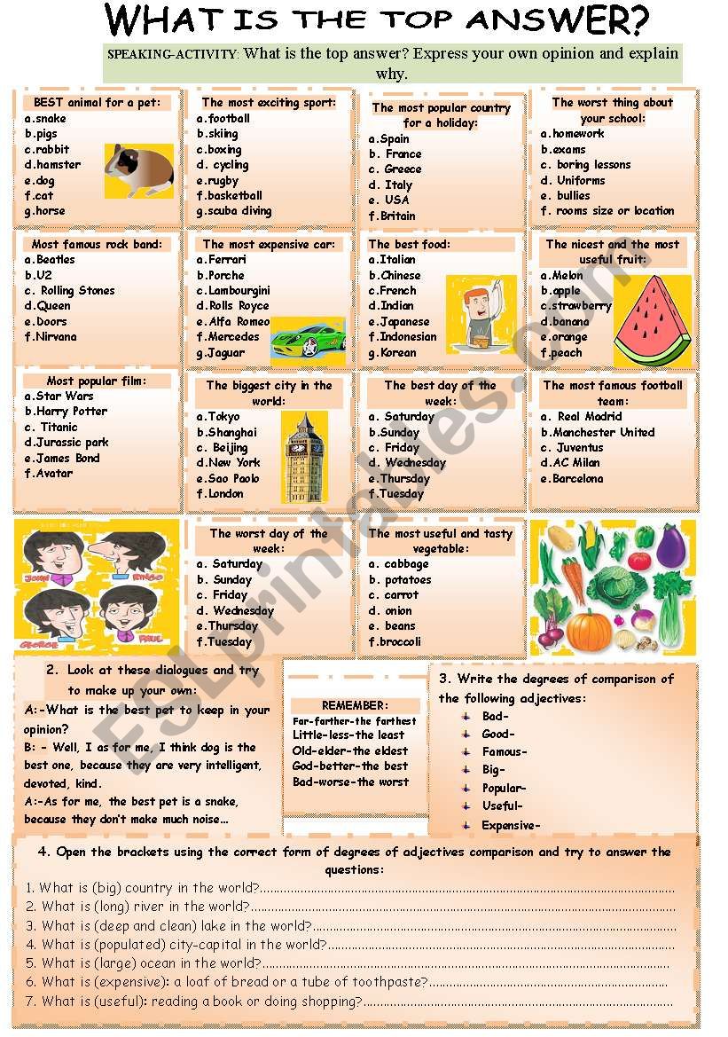 Lets discuss using the degrees of comparison of ADJECTIVES.