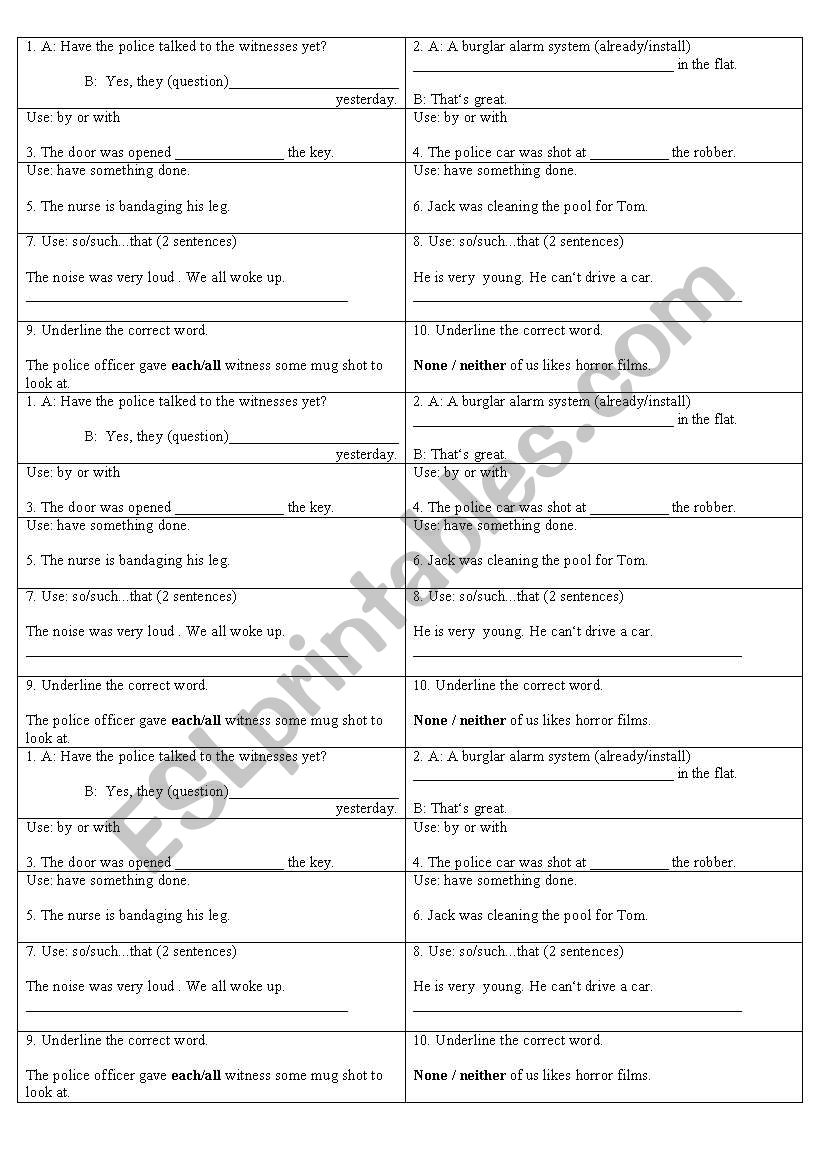 The Passive  worksheet