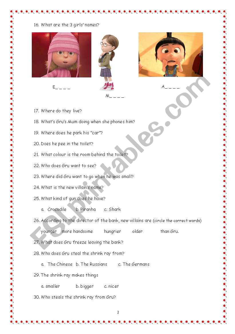 Despicable Me Worksheet Esl Worksheet By Rosa Consuelo