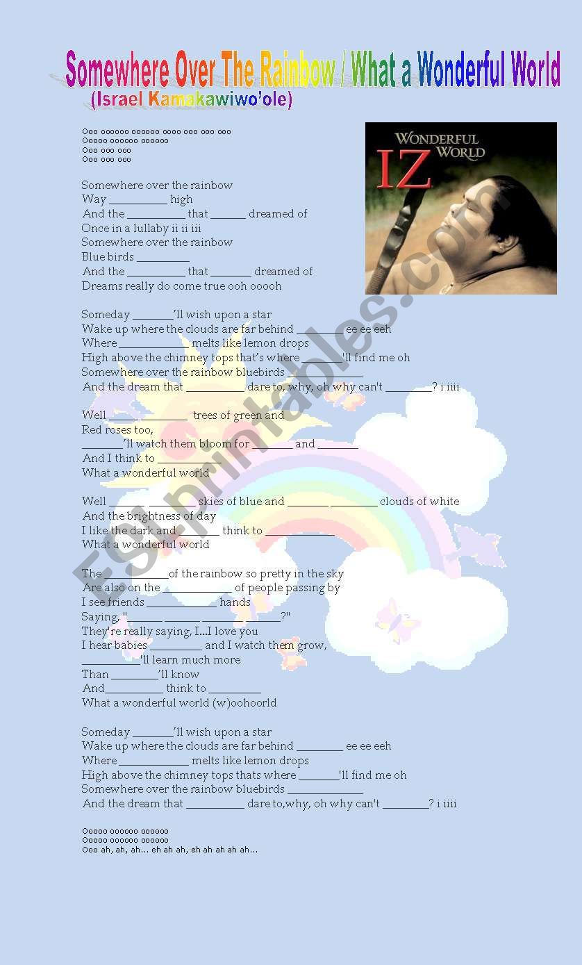 IZ Somewhere over the rainbow worksheet