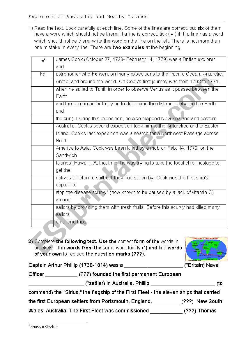 Australia and its explorers worksheet