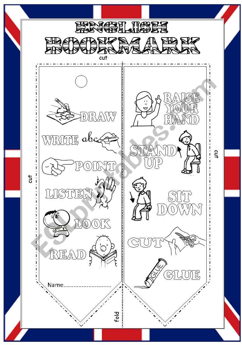 English bookmark worksheet