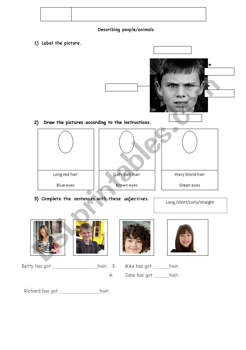 Describing people worksheet