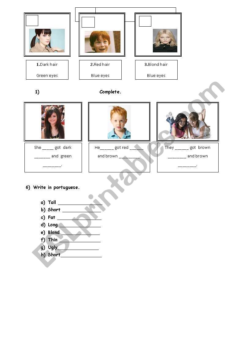 Describing people worksheet