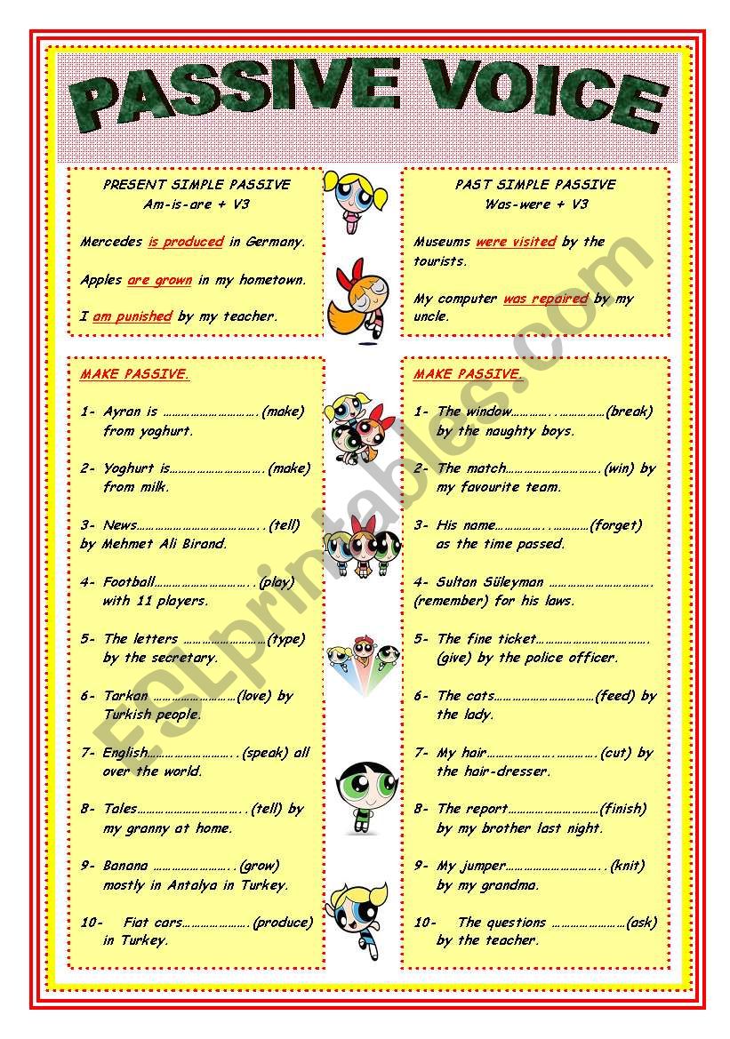 present and past passive worksheet