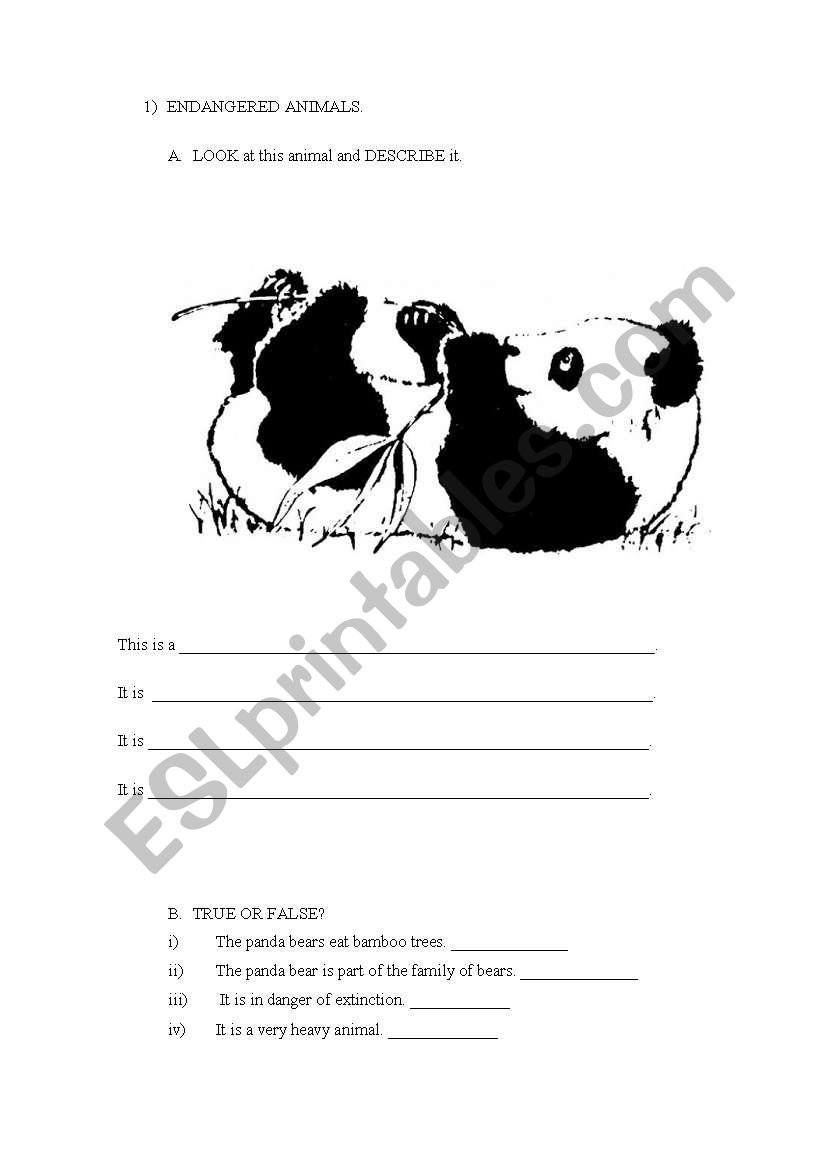 endangered animals worksheet