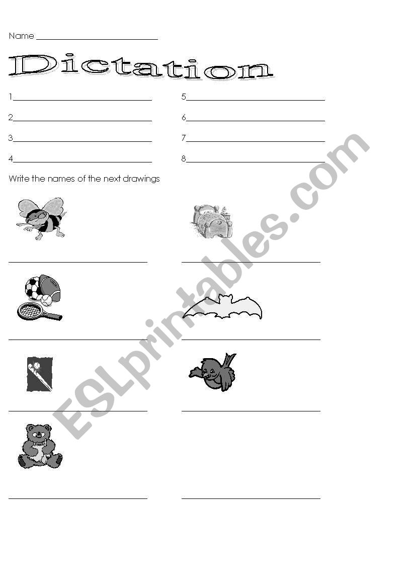 Dictation B worksheet