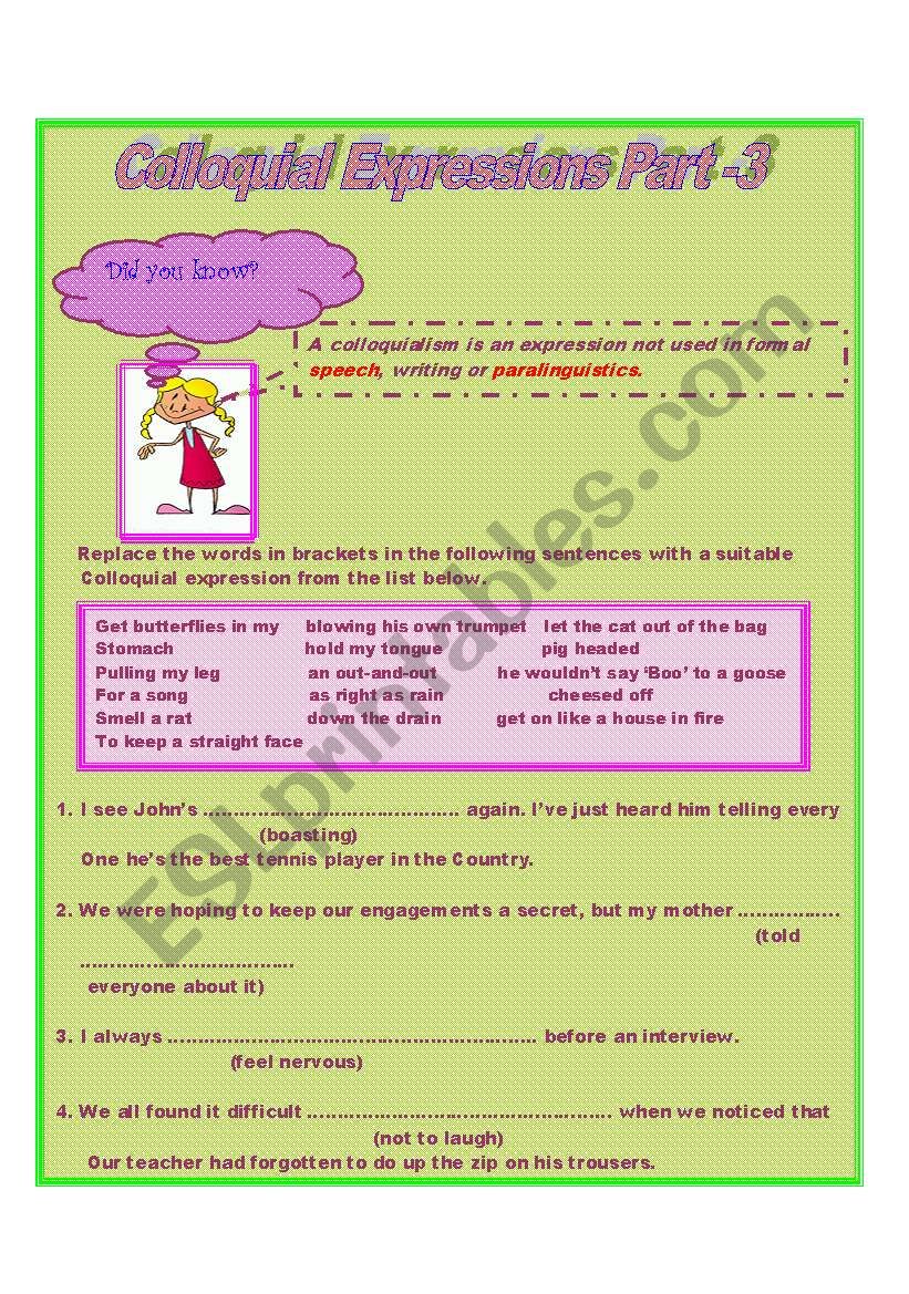Colloquial Exprssions Part-3 worksheet
