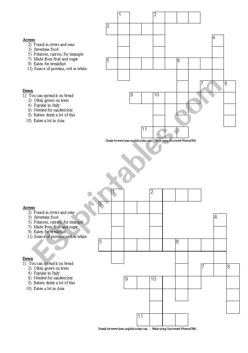 crossword worksheet