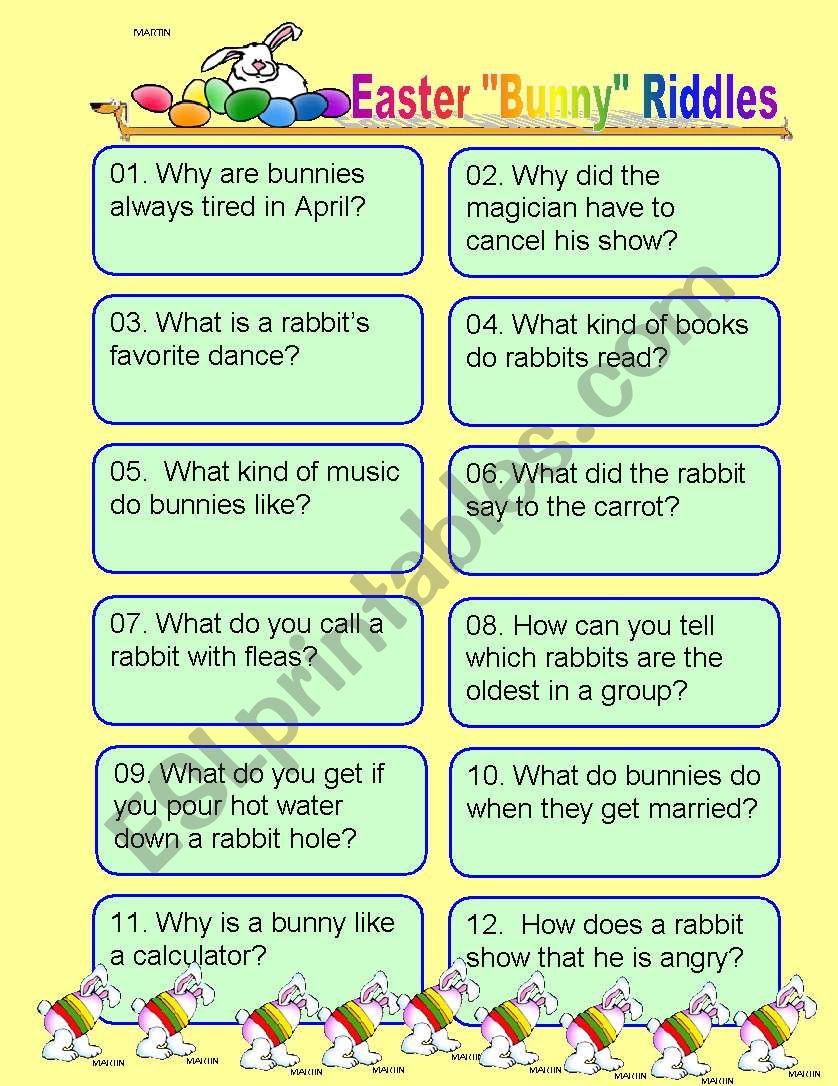 Easter Riddles with Key worksheet