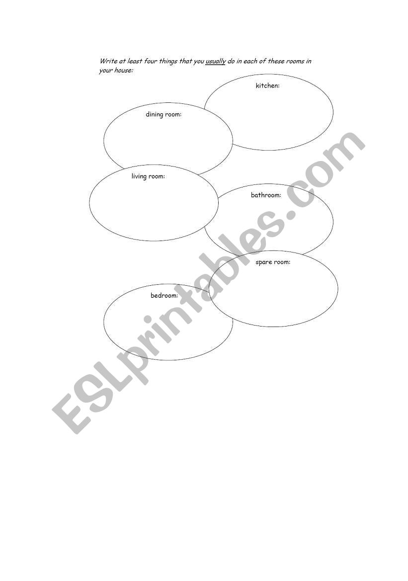 Rooms in a House worksheet