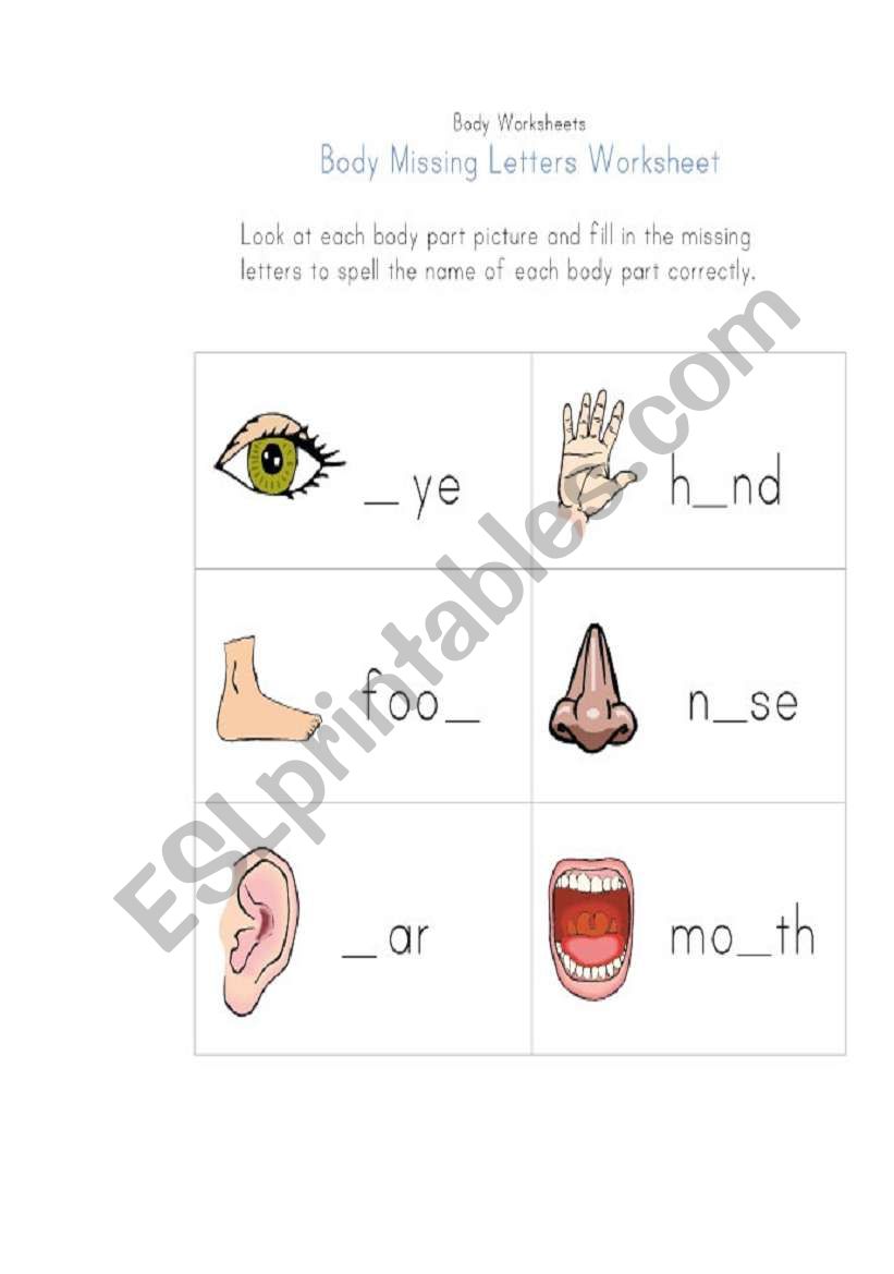 Complete the words worksheet