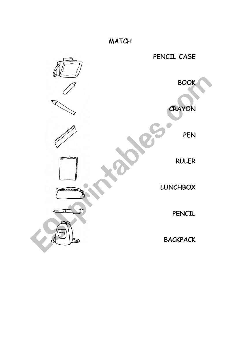 School Objects worksheet