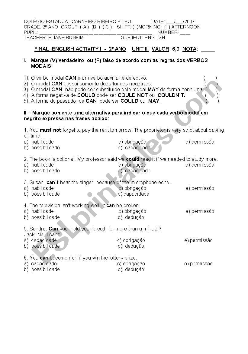 english activity worksheet