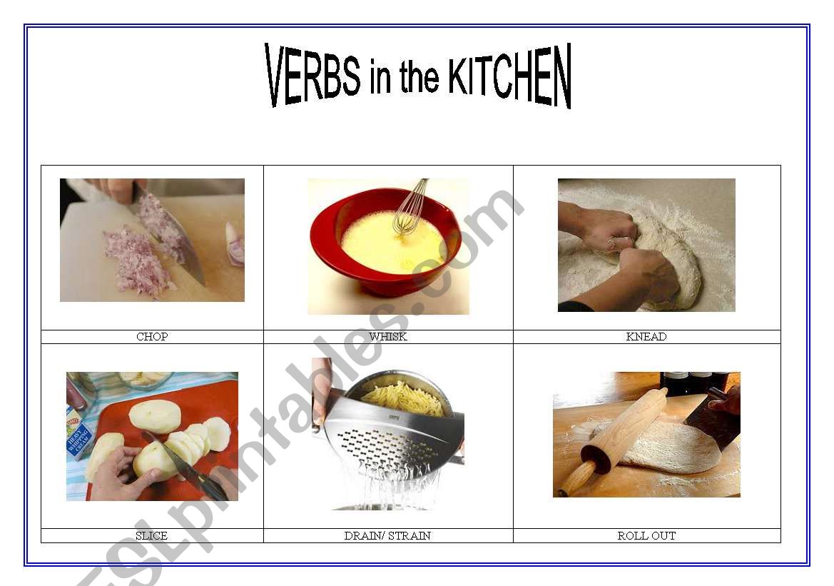 verbs in the kitchen worksheet