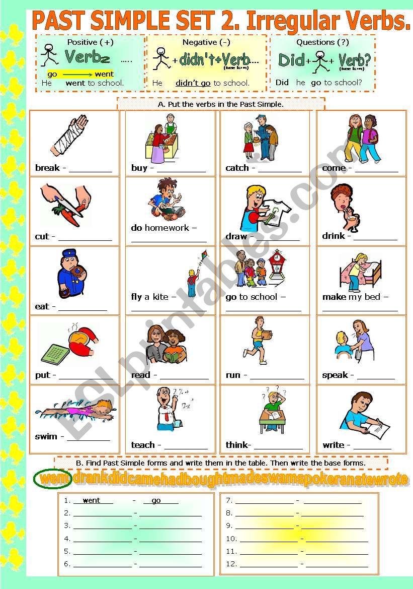 PAST SIMPLE  PART 2. IRREGULAR VERBS # editable