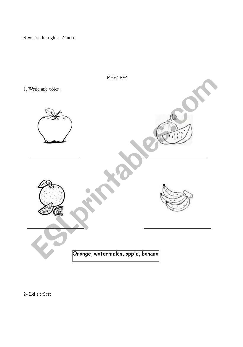Fruits worksheet