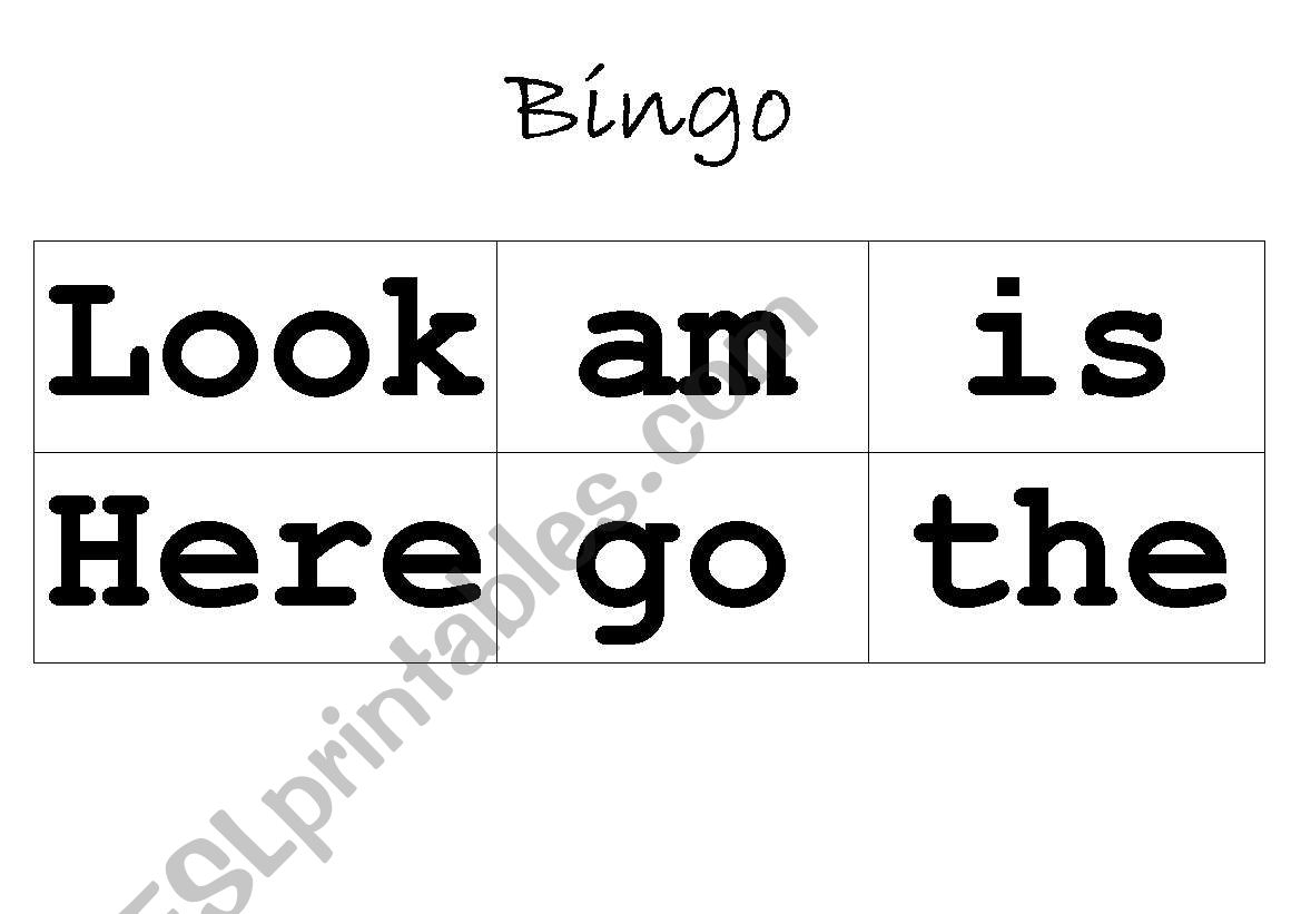 High Frequency Word Bingo worksheet