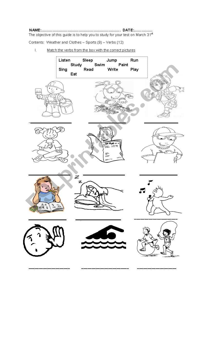 verbs guide worksheet