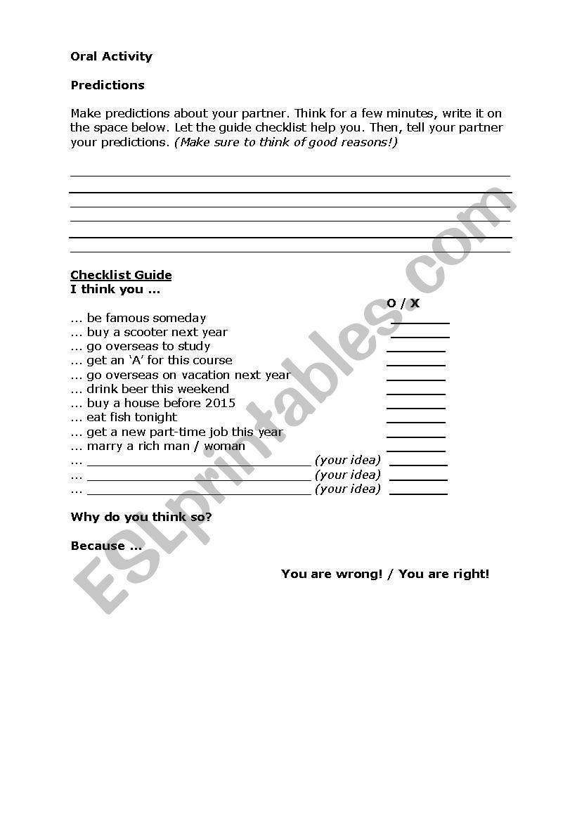 Predictions worksheet