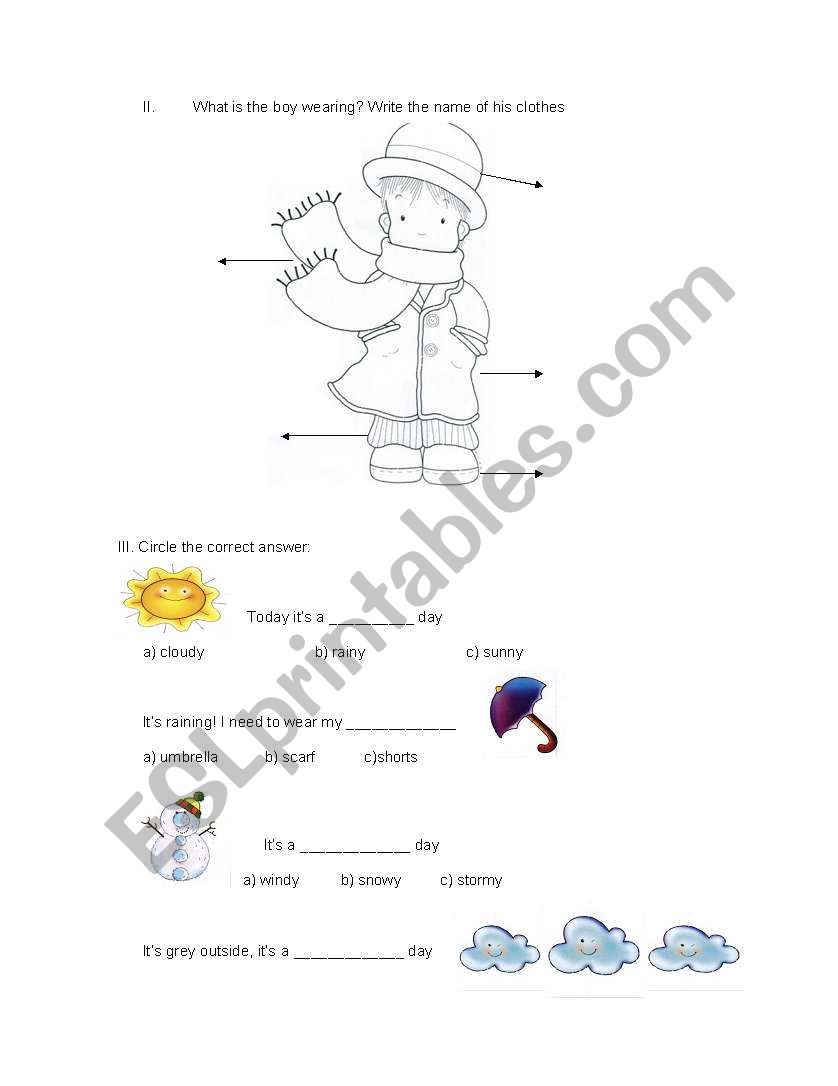 clothes and weather guide worksheet