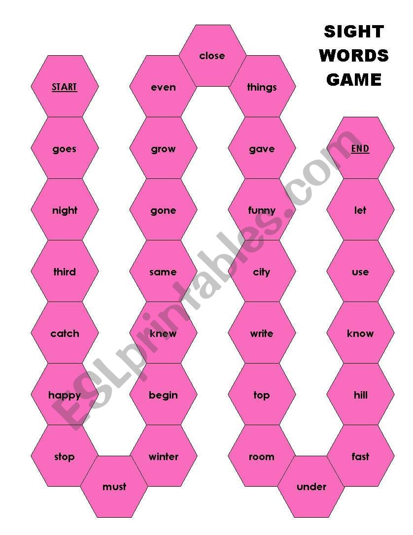Sight Word Game 7 worksheet