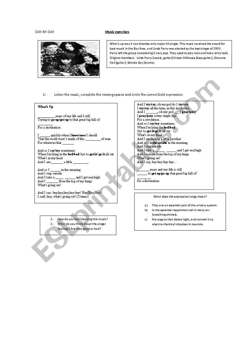 Music exercise worksheet