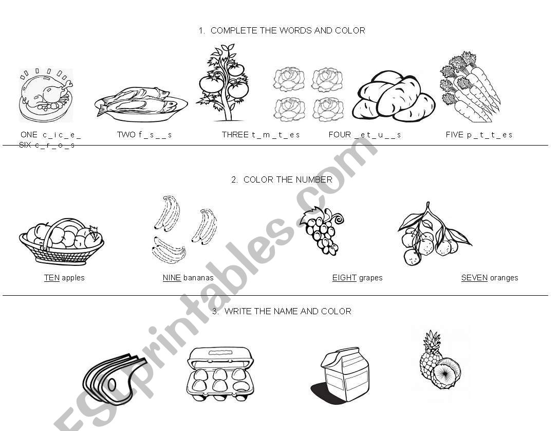 FOOD WORKSHEET worksheet