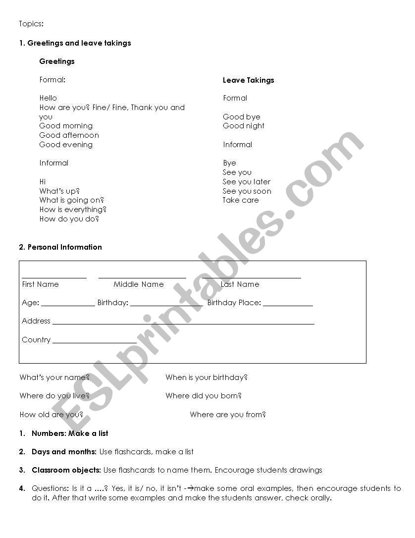 Review Basic Topics worksheet