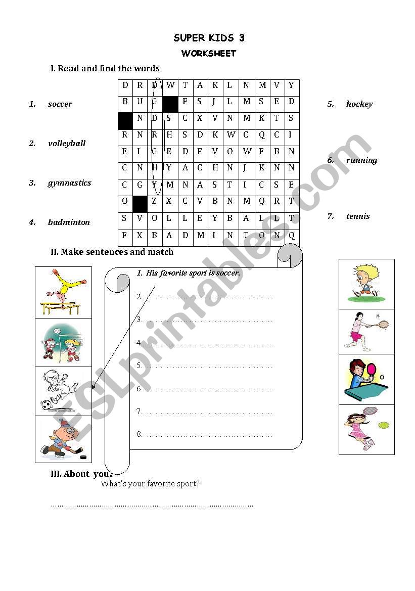 sports worksheet