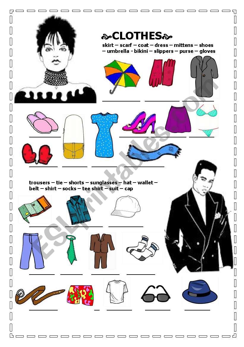 clothes worksheet