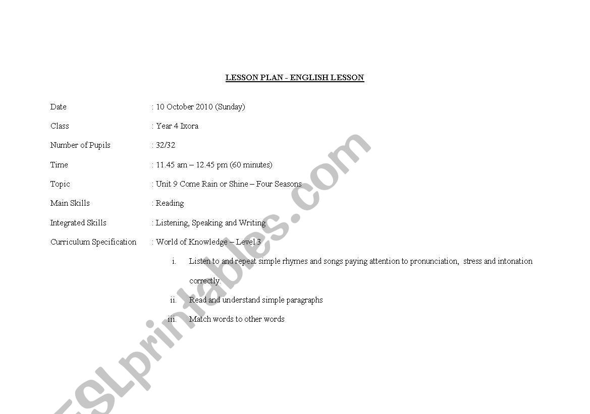 come again rain and shine worksheet