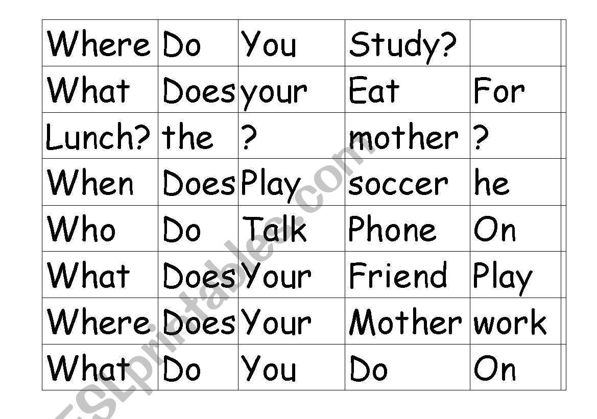 Unscramble the sentences worksheet