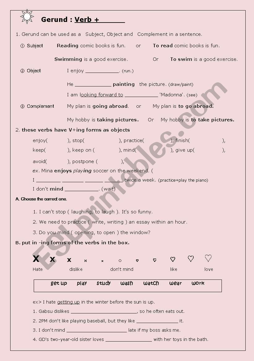 Gerund worksheet